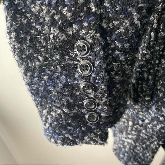 Free People Patricia Peplum Tweed Double Breasted Coat Blue Size 8 - Picture 7 of 9